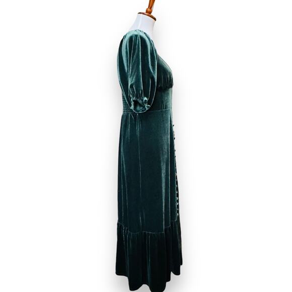 Chelsea & Violet Fall Frenzy Hunter Green Velvet Midi Dress Size Large NEW - Picture 6 of 14